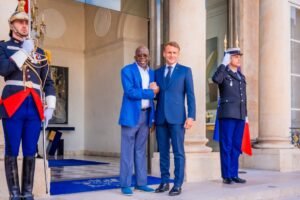 President Bola Tinubu with his French counterpart, Emmanuel Macron at the Élysée Palace, Paris on Wednesday.