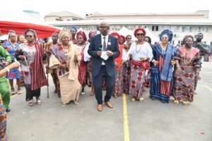 The Chief Medical Director, LUTH,  Prof. Wasiu Adeyemo parading with staff at 2025 LUTH Cultural Day celebration in Lagos