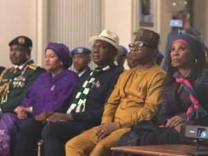 L-R: UN DEPUTY SECRETARY-GENERAL AMINA MOHAMMED, NIGERIA’S DEFENCE ADVISER TO THE UN BRIG.-GEN. EDWARD KOLEOSO, CHARGÉ D'AFFAIRES OF THE PERMANENT MISSION OF NIGERIA TO THE UN SYNDOPH ENDONI AND UN ASSISTANT-SECRETARY-GENERAL AHUNNA EZIAKONWA AT THE 2026 ARMED FORCES REMEMBRANCE DAY AT NIGERIA HOUSE IN NEW YORK