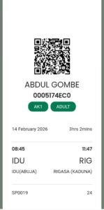 Tickets sold to Mr Solomon Abiona and his companions with different names.