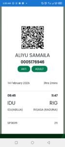 Tickets sold to Abiona and his companions with different names and without seat numbers.