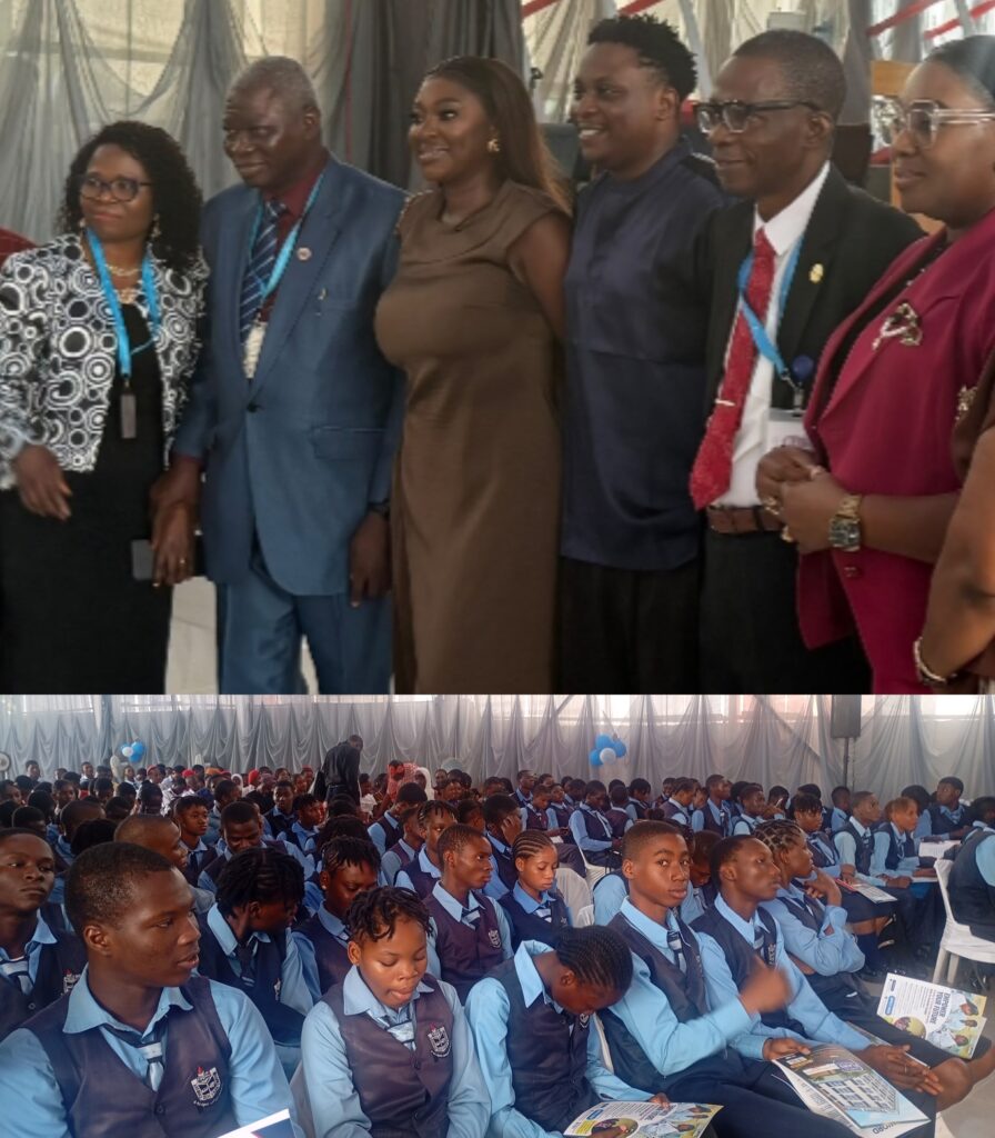 2nd Right Prof. Clement Kolawole, Vice-Chancellor, Mr Tobi Makinde, Nigeria actor popularly known as Timini, Nollywood actress, Mrs Yvonne Jegede, Mr David Oyejide Registrar Trinity University at the event 